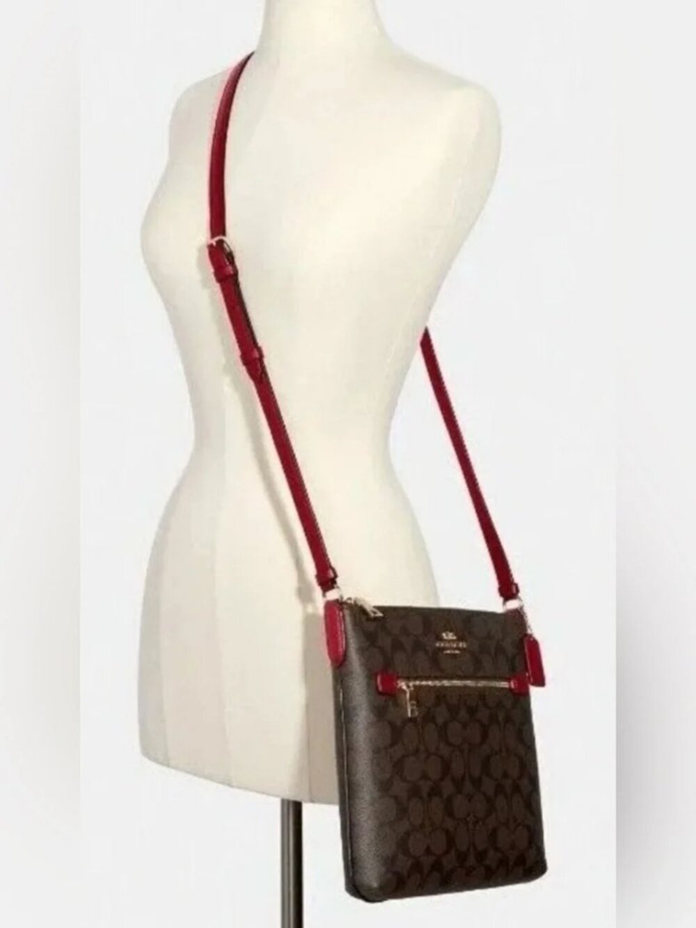 Coach Rowan Crossbody File Bag In Red/Signature Canvas - Picture 7 of 11